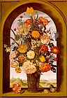 Unknown Artist bosschaert Flower Vase in a Window Niche painting